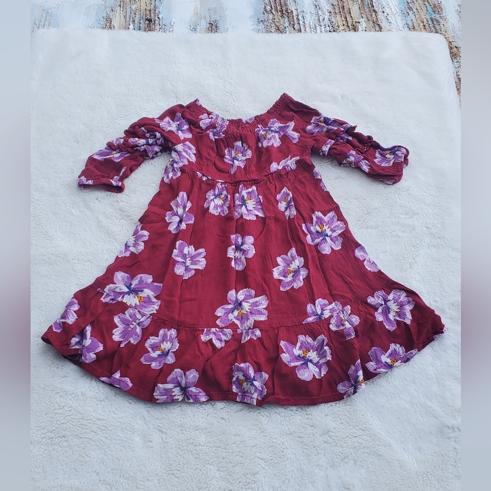 Old Navy Kids Dress in Red and Purple, White  Floral Sz 4T